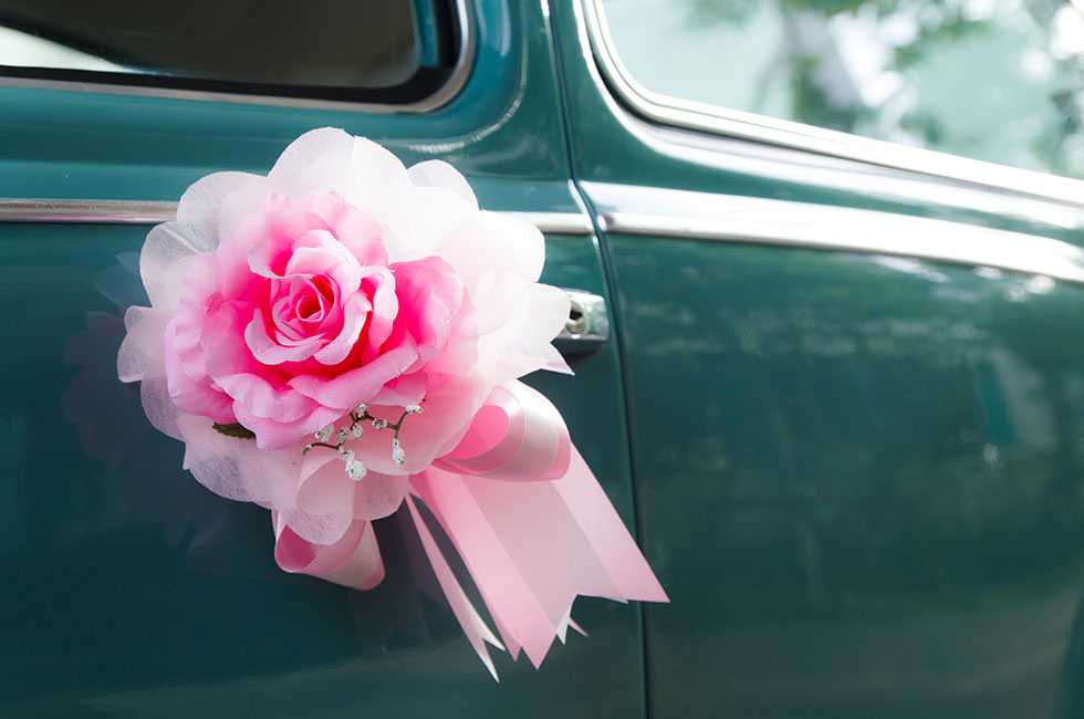 Bröllop blomma på bil